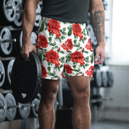 Classic Red Rose Print Shorts